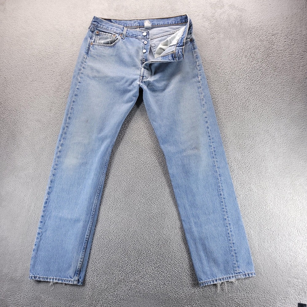 VTG Levis 501 Jeans Mens 36x34 Blue Regular Straight Light Wash Button Fly Y2K